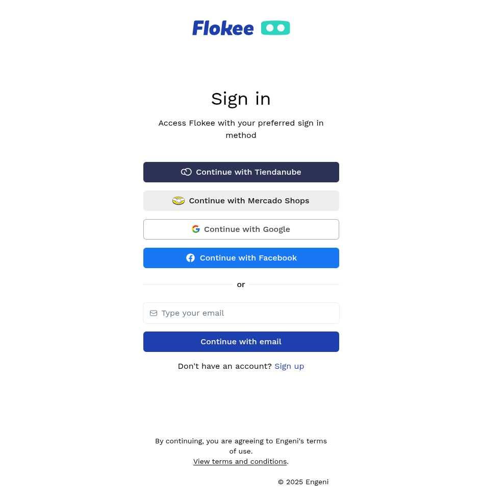 Página de login de Flokee