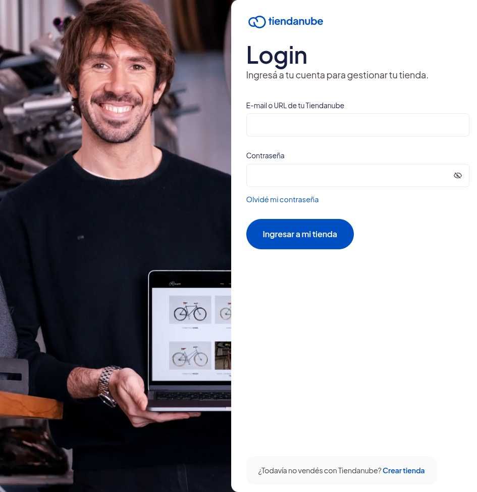 Página de login de Tiendanube