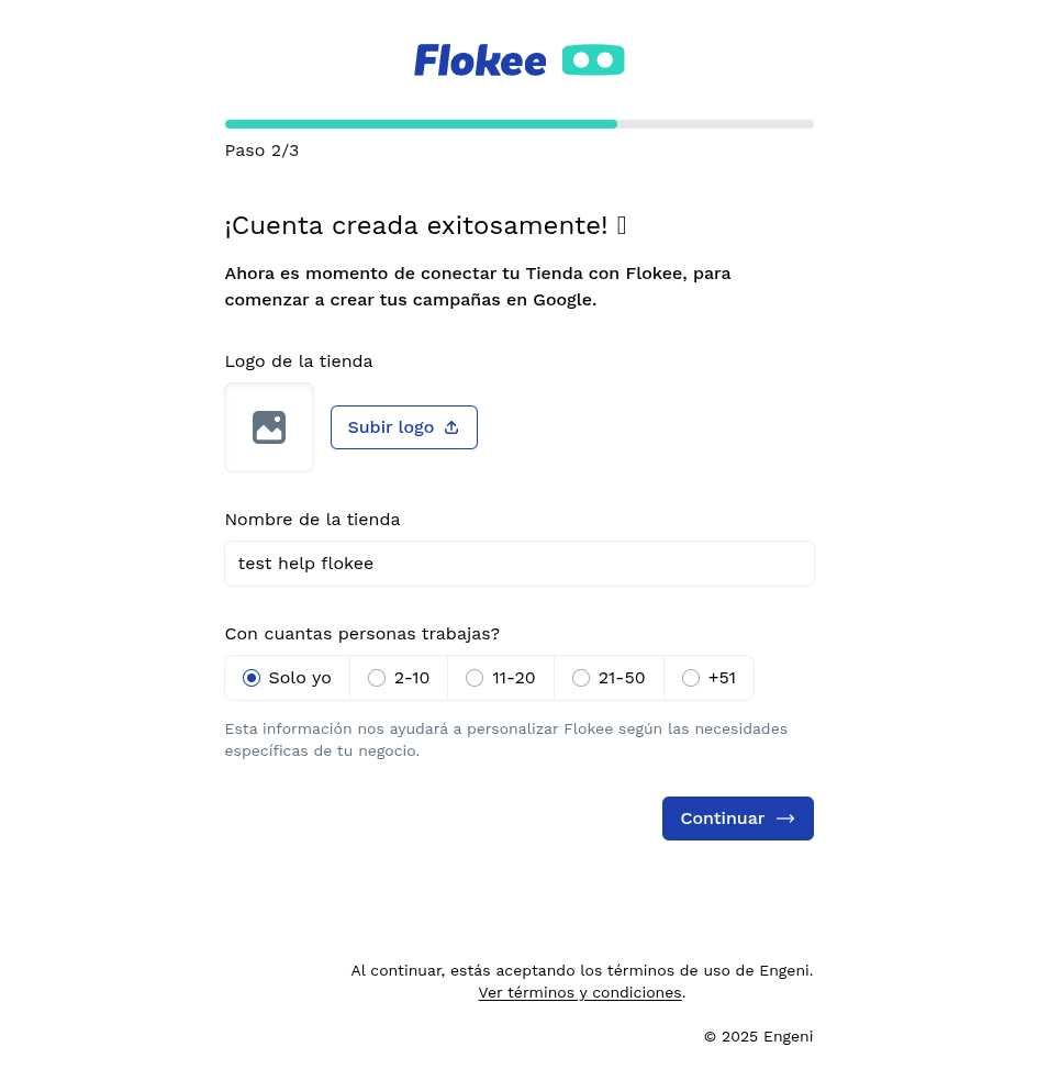 Paso 2 - Configuración de tienda