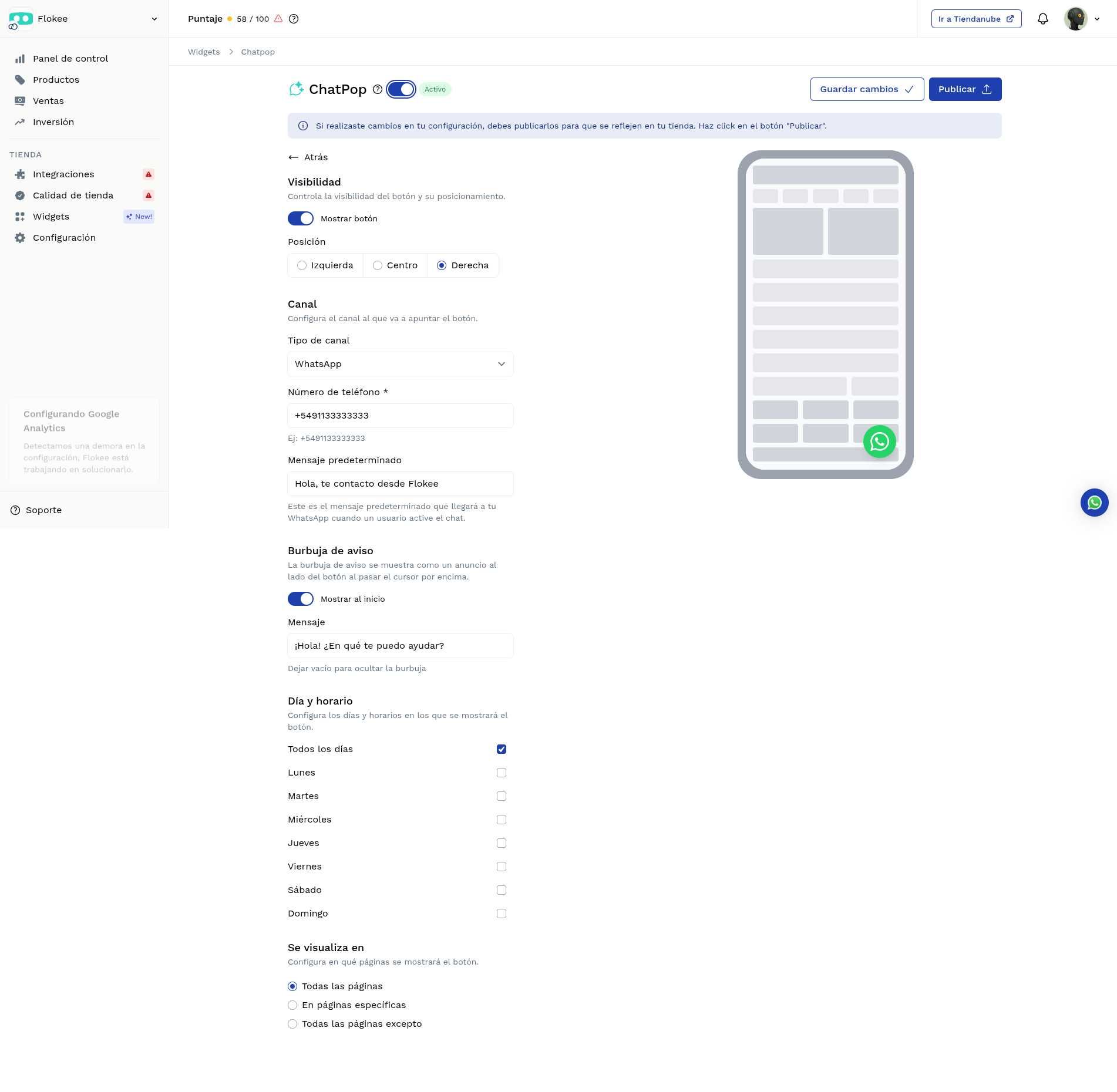 ChatPop configurado y activo